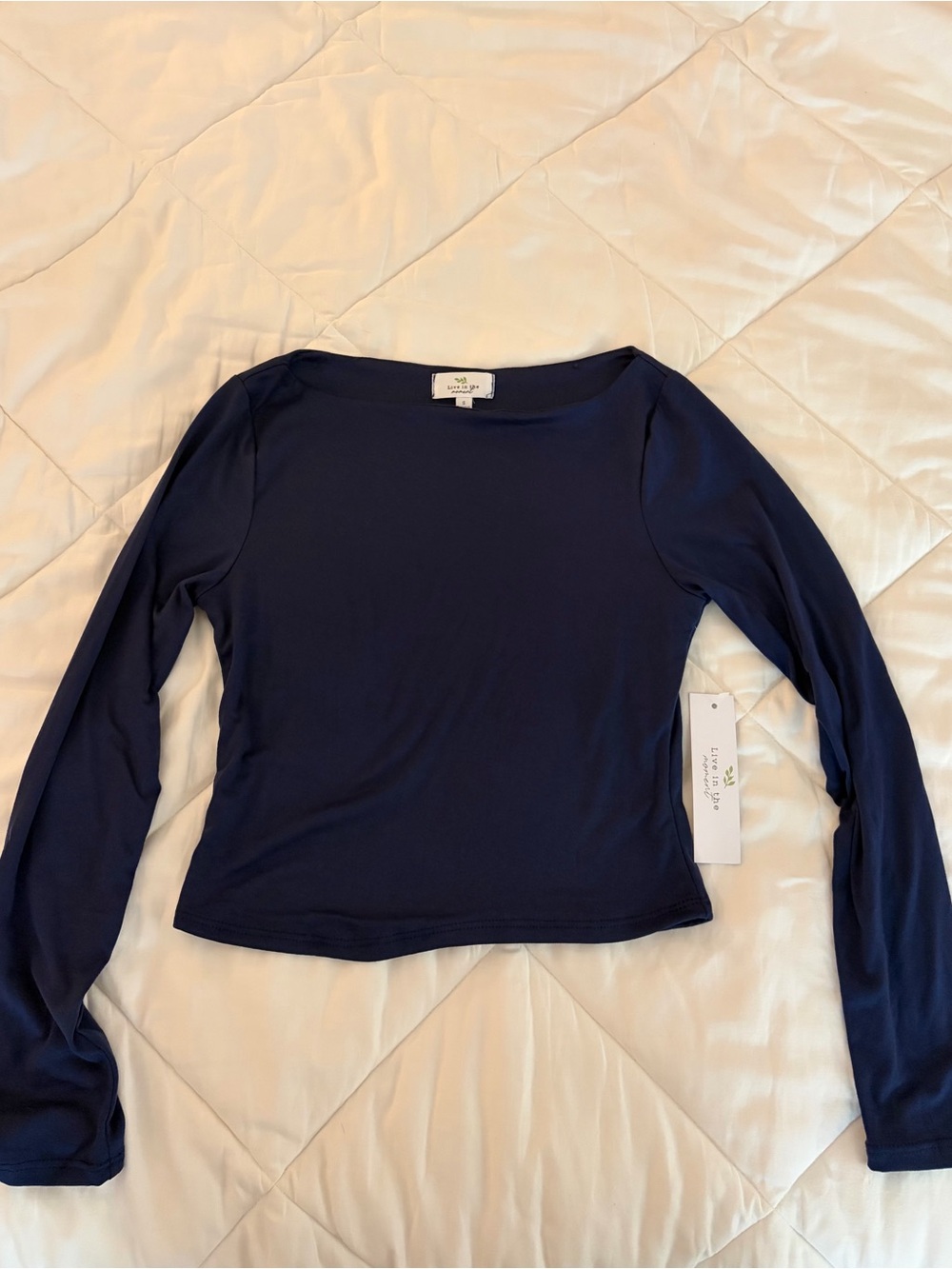 Long-Sleeve Boatneck Top in Navy by a new day